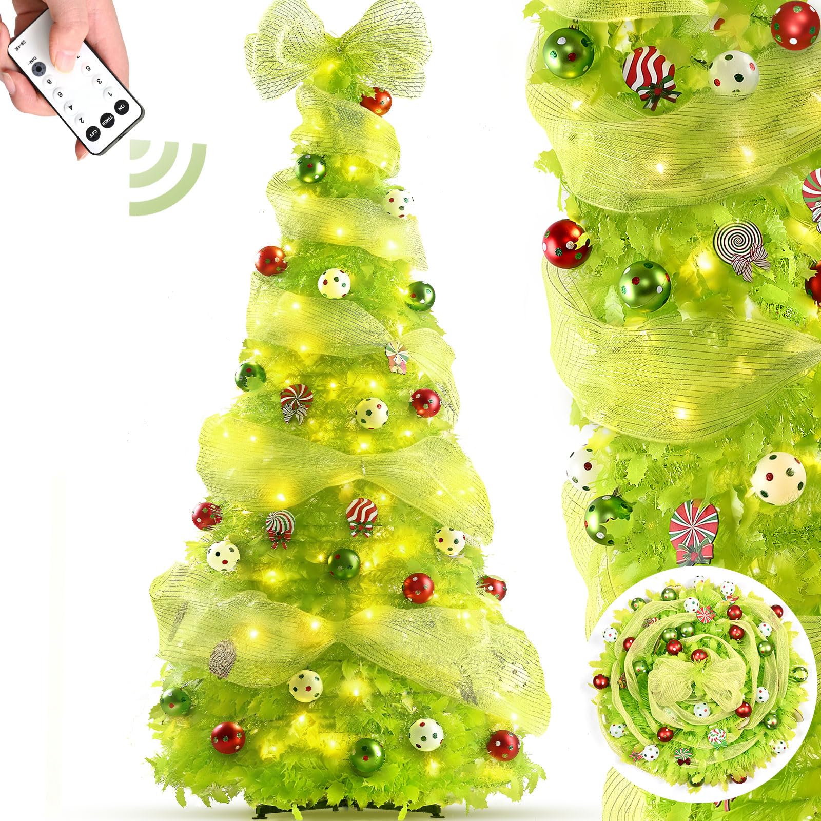 Amazon.com: NatuBeau 6FT Pop Up Christmas Tree with 150 LED Lights